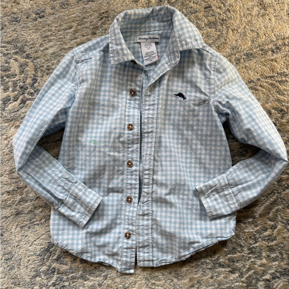 Blue Tommy Bahama Gingham Kids Button up